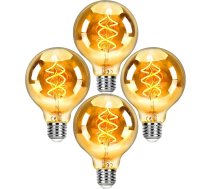 E27 LED Vintage Dimmable Edisona spuldzes, 4 silti baltas 2200 K, 4 W 230 Lm, dūmu stikls, spirālveida LED kvēldiegu, diametrs 8 x 12 cm, retro industriālais dekoratīvais apgaismojums (zelta)