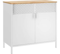 SONGMICS LSC102W57 Metāla skapis ar dubultdurvīm, magnētiskais aizvēršanas mehānisms, regulējams plaukts, tērauda rāmis, 40 x 80 x 76 cm, dabīgs smilškrāsas/balts