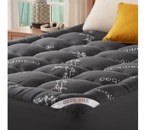 BEDLORE matrača pārvalks 140 x 200 cm, izgatavots no bambusa šķiedras viskozes matrača pārvalks ar elastīgām kabatām 30 cm matracim, mīksts matrača pārvalks muguras sāpju mazināšanai (tumši pelēks)