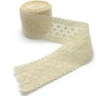 1 gabals 5 m x 5,8 cm mežģīņu lenta bēša, kokvilna - mežģīņu robeža šūšanai un dekorēšanai, dāvanu lentes audums un dekoratīvā lenta bēša (radīšana un DIY)