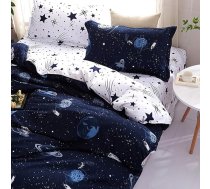 Nayoroom Gultas veļa 140 x 200 cm Bērnu zēnu planētas Kosmosa zila balta sega Bērnu gultas veļa 140 x 200 cm + spilvendrāna 70 x 90 cm Oeko-Tex mikrošķiedras gultas veļa ar rāvējslēdzēju