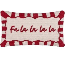 mēbelēt. Candy FA La La La spilvens ar poliestera pildījumu - šūtās Ziemassvētku dekoratīvais spilvens ar teksturētu uzrakstu un Candy Cane malām (sarkans/balts - 30 x 50 cm)