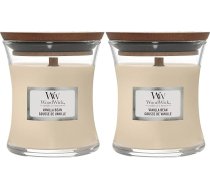 WoodWick vidēja aromāta svece smilšu pulksteņa burkā ar plaukstošu daktu | Vaniļas pupiņas | Degšanas laiks līdz 20 stundām (2 gab.)
