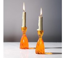 Twizzle Twist sveču turētājs, dekoratīvs sveču turētājs galda romantiskai dekorēšanai, unikāls mājas dekors, estētisks, oranžs, augstums 14,5 cm, 2 gabali, sveču komplekts, sveķu sveču turētājs, sveķu turētājs no sveķiem