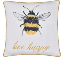 Sleepdown Bumble Bee pildīts spilvens ar Pom Pom, mīksts dekoratīvs kokvilnas spilvens mājas dekoram, dīvānam, guļamistabai un automašīnai, 45 x 45 cm, balts