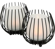 Boltze Laval 1018022 2 laternu komplekts no melna stikla dzelzs 12 cm augstumā Moderns dizains Dārza rotājumi Galda rotājumi Tējas gaisma Stikls