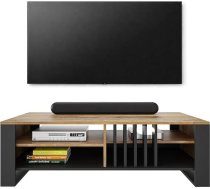 Meble Pitus RTV III TV skapītis 145 cm - TV skapītis Bufete ozolkoka Wotan melnā krāsā, televizoram līdz 65 collām, TV mēbeles modernai viesistabai