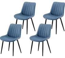 Garvis Dining Room Chairs, Set of 4, Upholstered Chairs with Seat Cushion, Artificial Fabric, Kitchen Chair, Living Room Chair, Dressing Table Chair, Ergonomic Chair (Sky Blue)