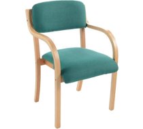 Modern Nordic Blue Wooden Dining Chair - Ergonomic Stackable Office and Kitchen Visitor Chair with Armrests and Open Back for Reception and Work Spaces, Stylish and Functional