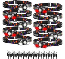 KunHe 10 LED uzlādējamo galvas lukturu komplekts ar kustības sensoru, USB-C galvas lukturis ar 10 režīmiem darbam, kempingam, pārgājieniem, makšķerēšanai, skriešanai, ģimenei, grupai, ārkārtas situācijām