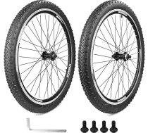 WEEROCK 18", 20" un 24" priekšējo un aizmugurējo riteņu komplekts ar alumīnija sakausējuma riteņu lokiem un 18/20/24 x 2,125 collu velosipēdu riepām, kas ir saderīgs ar 6/7/8 vītņu brīvriteni un loka bremzēm
