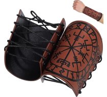 BESPORTBLE 2 gab. komplekts „Viking Bracers“ – reljefā apdrukātas PU ādas viduslaiku roku uzmavas ar regulējamu siksnu – renesanses stila cosplay aksesuāri vīriešiem