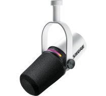 mv7+-w - balss pārraides/vokālais mikrofons ar xlr/usb-c savienotāju, balts