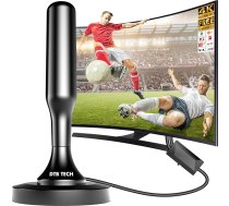 Dvbt2 antena ar aizmugurējo paneli, Dvbt antena, Dvb-t2 Zimmerantenne für Fernseher, 360° Allroundempfang, 4K HD vietējais raidītājs, Magnetfuß 3m Kabel (Schwarzer)