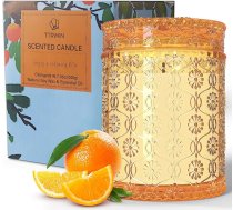 TTRWIN aromātiska svece stiklā, apelsīnu aromāts, 200 g svece no dabīgā sojas vaska, 50 stundas degšanas laiks, palīdz atslābināties, dāvana sievietēm, Ziemassvētku, dzimšanas dienas, Mātes dienas dekorēšanai