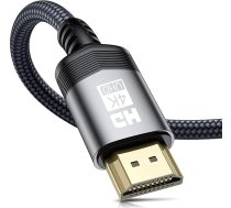 sweguard 4K HDMI 3 metru kabelis, HDMI 2.0 uz HDMI kabelis 4K @ 60Hz 18Gbps, neilona pīts kabelis, zeltīti savienotāji ar Ethernet/Audio atgriezenisko kanālu, saderīgs ar 4K UHD 2160p, HD 1080p, Xbox PS4 (pelēks)
