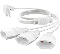 VIEVRE pagarinātājs ar plakanu savienotāju 3,0 m, 3-in-1 Euro kontaktdakšas pagarinājums, 90° pagarinājums, 250 V/2,5 A strāvas kabelis, pagarinātājs TV, datora monitoram, plakans, TV, datora monitoram