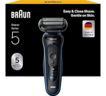 Braun Series 5 vīriešu skuveklis ar 50 minūšu akumulatora darbības laiku, bezvadu mitrs un sauss skuveklis vīriešiem, ūdensizturīgs, ražots Vācijā, 52-B1000s, zils