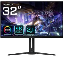 Gigabyte Aorus FO32U2P 32 collu OLED spēļu monitors - 3840 x 2160 (UHD), 240 Hz, 0,03 ms, 250 cd/m², KVM, FreeSync Premium Pro, DisplayHDR True Black 400, DisplayPort 2.1