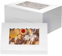 20 baltu konditorejas izstrādājumu kastu iepakojums ar logu 21,5 x 14 x 5,1 cm Kūku kaste Ziemassvētku ballīte Dāvanu kaste cepumiem Cupcakes Muffin Saldumi Cake iepakojums