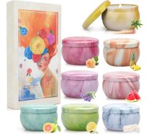 YMing aromātisko sveču dāvanu komplekts sievietēm, 8 iepakojuma sojas vaska sveces Mātes dienai, Ziemassvētkiem, dzimšanas dienai, Valentīna dienai, aromterapijai, vannai, jogai