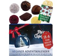Hallingers Genuss Manufaktur Vegāniskās šokolādes adventes kalendārs ar un bez alkohola - 24 ar rokām gatavotas vegāniskās šokolādes konfektes no smalka kakao - saldumi dāvana pieaugušajiem - Ziemassvētku kalendārs 2025