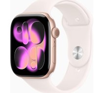 Apple Watch Series 11 [GPS, 46 mm] Alumīnija korpuss rozā zelts ar sporta siksniņu, bāli rozā, M/L (Atjaunots)