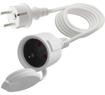 Balts maiņstrāvas pagarinātājs Schuko, 3 x 1,5 mm², 16 A 250 V, IP44, īss, mājām, birojiem, lietošanai ārpus telpām (Weiß-Direkt, 3M)