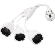 3-virzienu kontaktligzdas adapteris, pagarinātājs, trīskārša daudzfunkcionāla kontaktligzda, 250 V, 16 A, maksimālā jauda 3680 W, PVC ar elastīgu kabeli mājsaimniecībai un birojam, balts