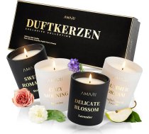 AMARI aromātisko sveču dāvanu komplekts melns kā Ziemassvētku dāvanas - 4 sveces - aromātiskās sveces - sveču dāvanu komplekts sievietēm - aromātiskās sveces - aromātiskās sveces stiklā - dekoratīvas dāvanas sievietēm
