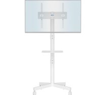BONTEC pārvietojams TV statīvs uz riteņiem 23-60 collu plazmas/LCD/LED televizoriem, portatīvs TV statīvs ar plauktu portatīvajam datoram, regulējams augstums, pārvietojams TV grozs līdz 25 kg, maks. VESA 400 x 400 mm (balts)