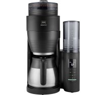Melitta AromaFresh Therm Pro X - filtrēšanas kafijas automāts ar iebūvētu dzirnaviņu, noņemamu ūdens tvertni, nerūsējošā tērauda termokrūzi un taimera funkciju, līdz 8 kafijas tasēm, melns/sudraba krāsā