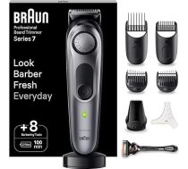 Braun BT7420 vīriešu 7. sērijas bārdas trimmeris ar 8 piederumiem, mūžmūža ultraskaņas asmens, 100 minūšu akumulators, bezvadu bārdas skuveklis, 40 garumu, ūdensizturīgs, pelēks