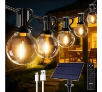 HeiPard Saules LED pasaku gaismas āra apgaismojums 15 m 25 + 2 G40 aptumšojamas spuldzes, 3 režīmi, tālvadības pults, izturīgs pret laikapstākļiem, silti balts, ūdensizturīgs pasaku apgaismojums dārzam, balkonam, svētku rotājumiem