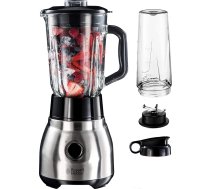 Russell Hobbs Stand Mixer Glass Steel 2-in-1, ar 1,5 l stikla trauku un vāku, 1,5 l stikla trauku, 0,8 HP motors, pulsa/ledus drupināšanas funkcija, mini smūtijveidotājs 23821-56 [Tikai Amazon]