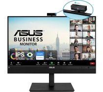 ASUS Business BE27ACSBK - 27 collu WQHD monitors - 16:9 IPS panelis 2560 x 1440 - ergonomisks, šarnīrveida, zilās gaismas filtrs, tīmekļa kamera, mikrofons - DP, Daisy Chain, HDMI, USB Type-C - bez rāmja, Mini PC stiprinājums