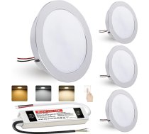 LED iebūvēts prožektors 4 W silti balta neitrāli balta vēsā baltā LED starmeši 12 V dimmējams iebūvēts prožektors LED caurumu izmērs 60 mm un 12 mm plakans IP44 griestu prožektors iebūvēti prožektori karavāna virtuvei ar 230 V transforma
