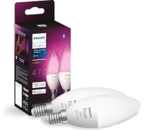Philips Hue White & Color Ambiance E14 LED lampa, 2 gab., ar iespēju regulēt apgaismojumu, līdz 16 miljoniem krāsu, vadāma ar lietotnes palīdzību, saderīga ar Amazon Alexa