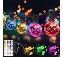 30 LED pasaku gaismas ārā Krāsains pasaku apgaismojums Āra apgaismojums 9 m 24 krāsas Ūdensizturīgs IP65 G40 spuldzes Apgaismojums ar RGB tālvadības pulti ārā Ziemassvētku dārza pagalmā Kāzu svinībām Balkona dekorēšanai