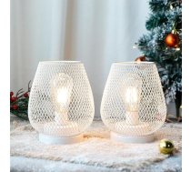 JHY DESIGN 2 LED laternu komplekts, kas izgatavotas no metāla būra ar akumulatoru darbināmas lampas Bezvadu 17 cm augsta industriāla dzīvojamā istaba ar akumulatoru galda lampa dekoratīvām iekštelpām ārā kāzām (metāla melna ar zeltu)