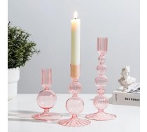 Glāzveida stikla sveču turētājs Taper Candle Candles Pink: Svečturi: 3 krāsainu sveču turētāju komplekts Taper sveču turētājs galda dekorēšanai Moderns sveču turētājs Ziemassvētki dzīvojamās istabas ēdamgalda dekorēšanai.