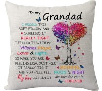 Grandad Cushion Cover Funny Grandad vīriešiem Dzimšanas diena Ziemassvētku Ziemassvētku Tēva diena Grandad Dāvana no mazmeitas Grandson Memory Cushion Cover 18 x 18 collu
