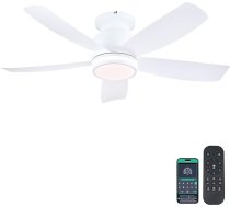 Kviflon Griestu ventilators ar apgaismojumu, kluss, 104 cm, Griestu ventilators ar apgaismojumu un tālvadības pulti un lietotni, LED griestu ventilators guļamistabai, viesistabai, līdzstrāvas motors, 5 ABS spuldzes, balts