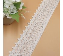 WANYI Kokvilnas mežģīņu lenta, 9 cm plata, mežģīņu apdares un lentes šūšanai, izšūšanai, dekoratīvā lenta, mežģīņu apdare, mežģīņu apmales, audums apakšveļai, aizkariem, dāvanu lentes (balts - 3 jardi)