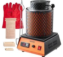 VEVOR Digitālā zelta kausēšanas krāsns iekārta ar 5 kg keramikas tīģeli, elektriskā kausēšanas krāsns 1500 W Max 1150 ℃, metāla kausēšanas krāsns komplekts juvelierizstrādājumu izgatavošanai Metāla stieņi Metāla komponenti Melns