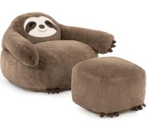 Pamapic Bean Bag with Stool, Sloth Bean Bag Adult with Filling, Modern Ergonomic Bean Bag, Lounge Chair, Indoor Bean Bags Chair for Living Room, Bedroom, Playroom