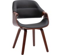 CLP Maira Padded Dining Room Chair with Armrests Ergonomic Walnut Look Kitchen Chair Maximum Load 150 kg Colour: Walnut / Black Material: Faux Leather