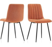 TUIKAILAi Dining Room Chairs, Set of 2, Ergonomic Design, Comfortable Upholstered Chair, Living Room Chairs with Backrest, Metal Legs, Bedroom, Dining Room Chair (Orange)