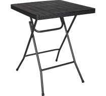 Koll Living Nomad saliekamais galds, 60 x 60 cm, viegls saliekamais kempinga galds, plastmasas galda virsma ar koka imitāciju, melns, izturīgs metāla rāmis, pārnēsājams dārza galds, balkons, kempings, 3,7 kg