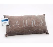 1 augstākās kvalitātes saunas spilvens, iecienītākais ceļojuma spilvens, dizains: „Banga“, izmēri: 45 x 22 cm, 100 % lina, piemērots šūpuļtīklam, pludmalei vai piknikam (brūns/balts)